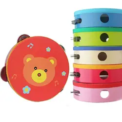 6 Inches Children Hand Drum Cartoon Pattern Musical Beat Tambourine Learning Music Toys Kids Bell Drum Baby Gifts