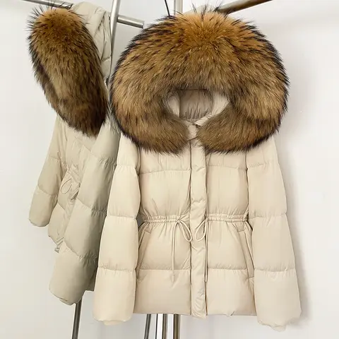 Real pele de raposa para baixo casaco feminino novo outono inverno quente com capuz pele real pato para baixo jaqueta mangas compridas outerwear feminino puffer jaqueta