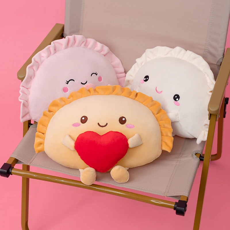 13/35cm Cute Dumpling Plush Pillow keychain Colorful Multi-Flavored Food Dumpling Soft Toy Kawaii Fried Dumpling with Red Heart