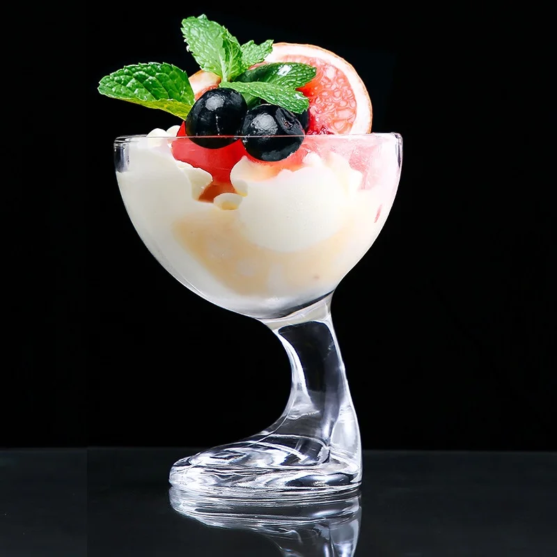 250ml High Quality Cocktail Glass Cup Milk Tea Ice Cream Cup Creative Fruit Juice Cold Drink Cup Bar Set