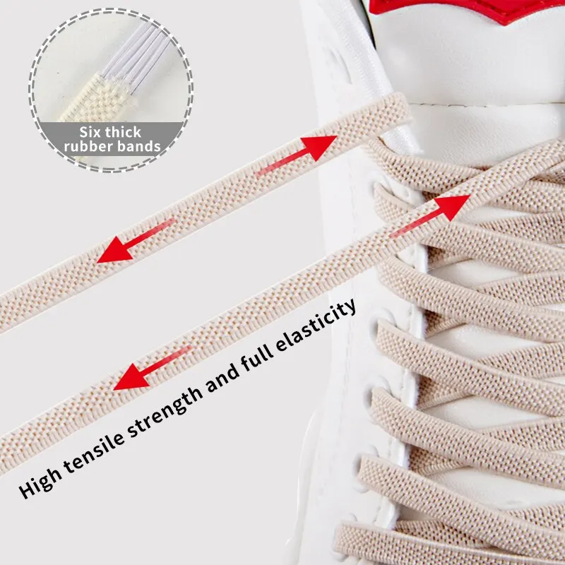 2 Pacs Elastic Shoe Laces Semicircle No Tie Shoelaces for Kids and Adult Sneakers Shoelace Quick Lazy Metal Lock Laces