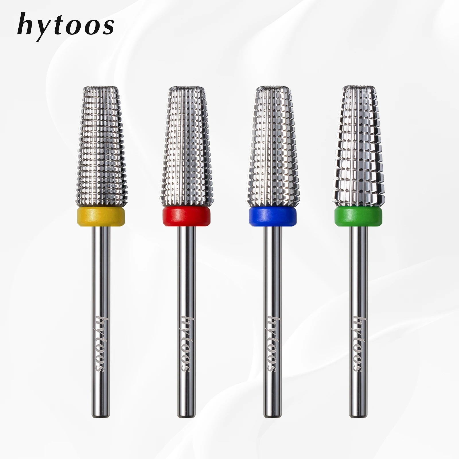 

HYTOOS 5 in 1 Carbide Bit 3/32 Two-Way Tapered Nail Drill Bits Straight Cut Milling Cutter For Manicure Nails Accessories