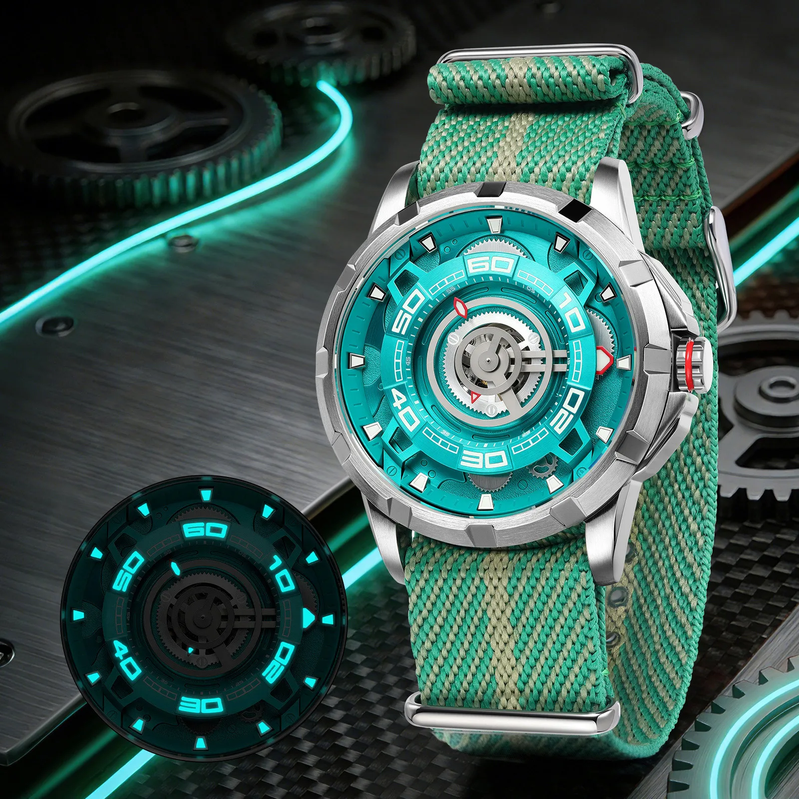 BERNY Automatic Men's Skeleton Watch 2026 New 5ATM Luminous Sapphire 3D Dial Fashion 316L MIYOTA 82S0 Mechanical Watches for Men