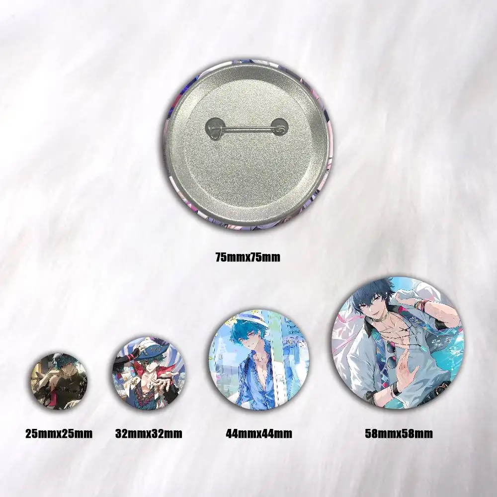 Anime Game Cool Boy Wuthering Waves Brant Badges 44 58 75 mm Round Cosplay Pin Bag Decor Fans Collect Friends Gifts Brooch