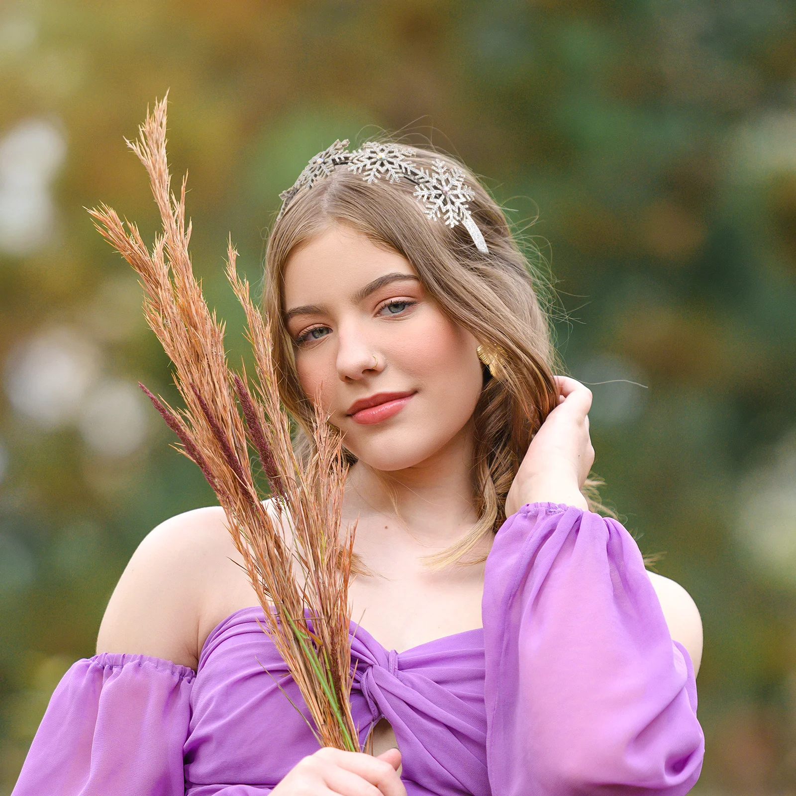 

Party Headband Xmas Snowflake Hair Hoop Durable Christmas Design Girls Headdress Festive Headwear Decorative Photo Prop Gift