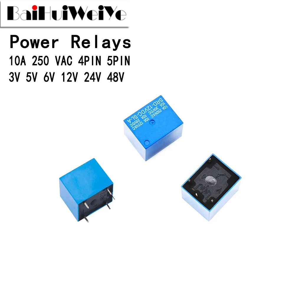 Relays SRD-03VDC-SL-C SRD-05VDC-SL-C SRD-06VDC-SL-C SRD-09VDC-SL-C SRD-12VDC-SL-C 3V 5V 6V 9V 12V 24V 48V 10A 250VAC 5PIN 4PIN