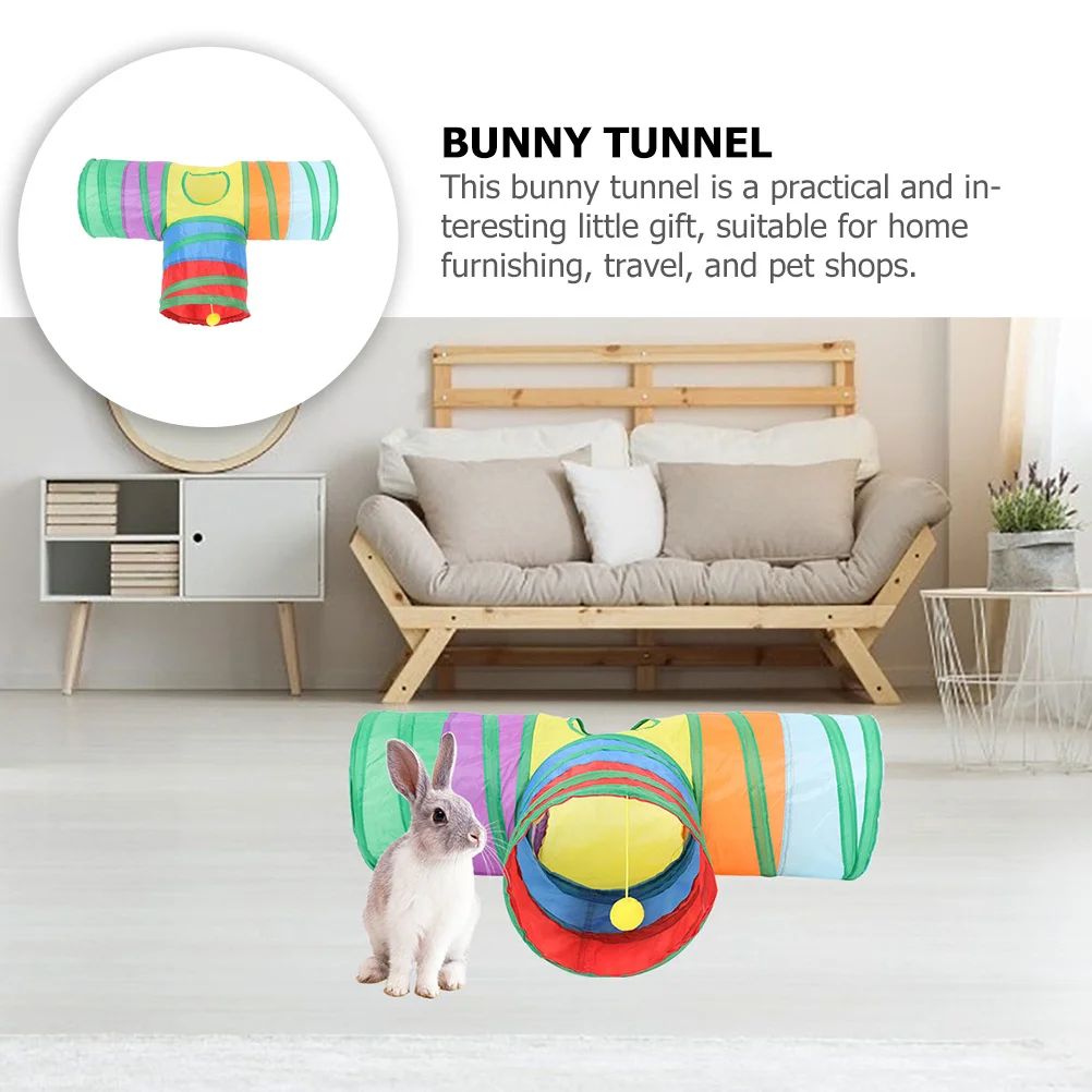 

Rabbit Tunnel Foldable Bunny Hideout Durable Polyester Pet Play Tube For Indoor Small Animals Lightweight Guinea Pig Hamster