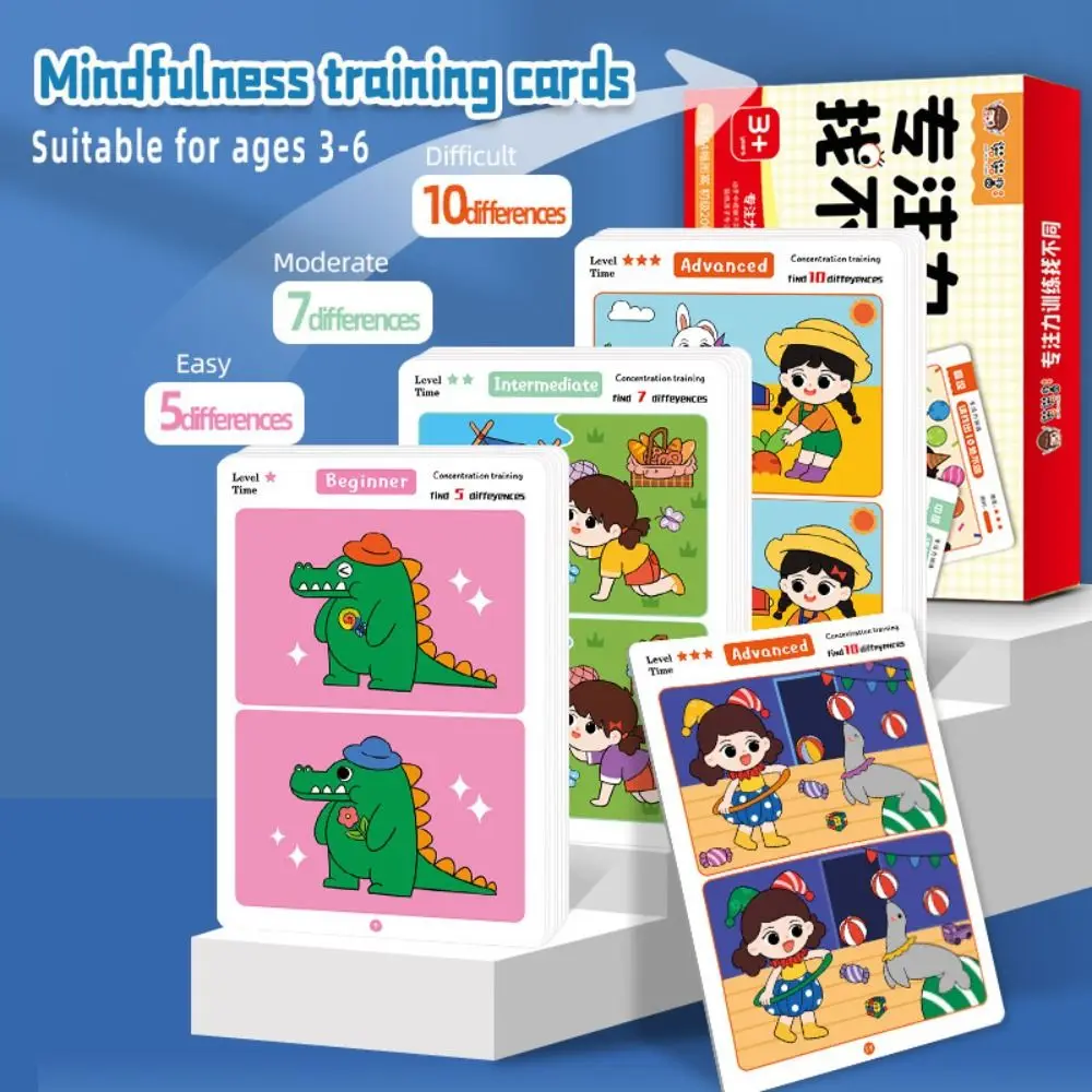 

Creative Find The Differences in The Pictures Attention Training Reusable Portable Concentration Training Game Game Card