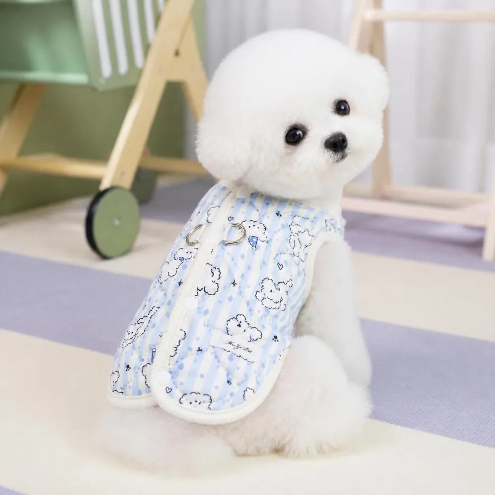 New Thick Padded Pet Dog Clothes Back Opening Snap Button Closure Cat Clothes Sleeveless Soft Lining Dog Winter Vest Indoor