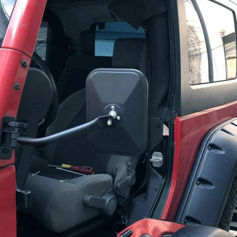 A21E-Door Off Mirror For Jeep Wrangler TJ JK 4X4 Off-Road Morror Rectangular Mirrors Side View Mirror, 2 Pack