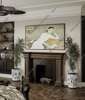 ZL American solid wood fireplace retro old medieval locker French living room decorative entrance bedroom mantel