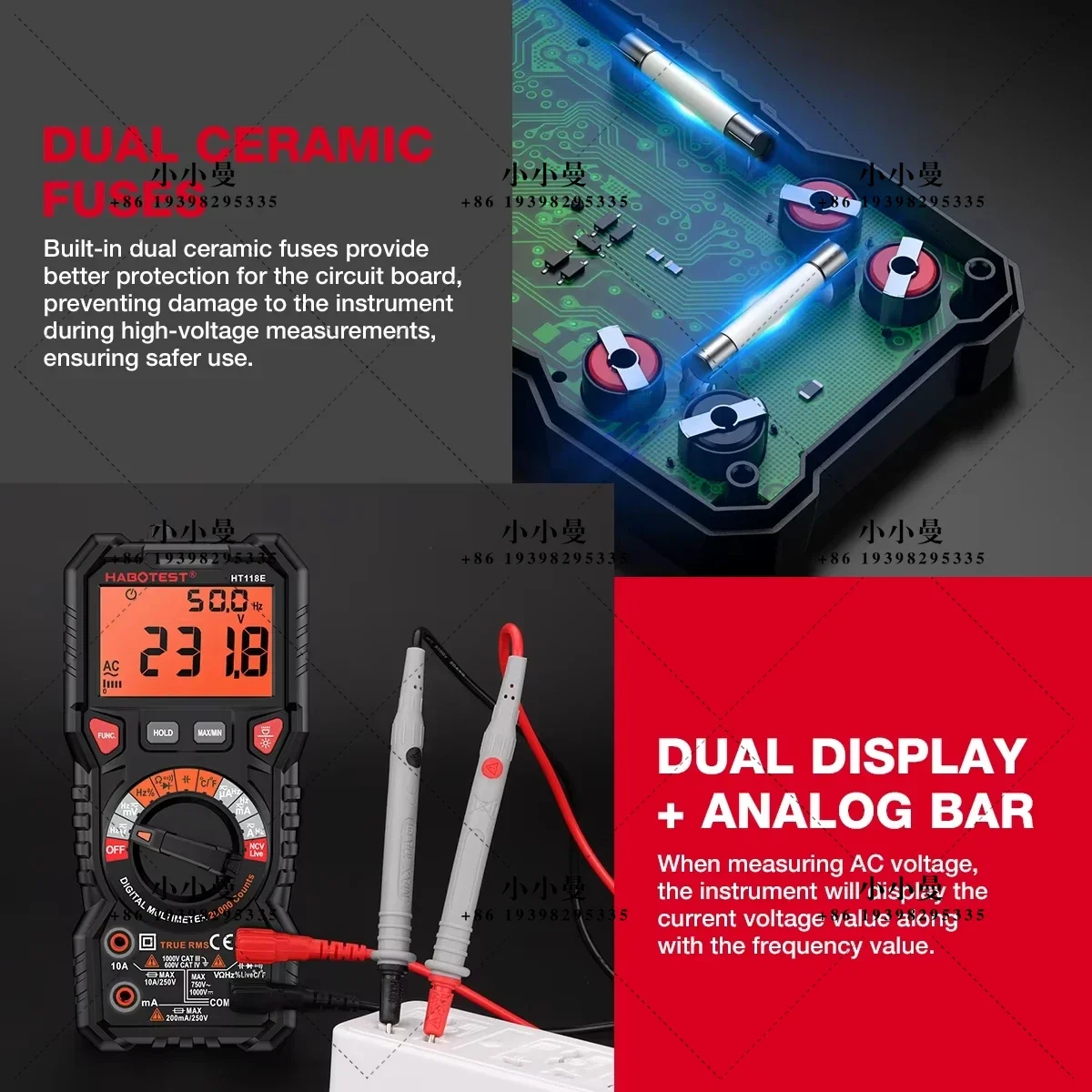HT118 Digital Multimeter Ture RMS 1000V AC/DC 6000 Counts Voltmeter Auto Range NCV Hz Diode ohm Tester Multimetro