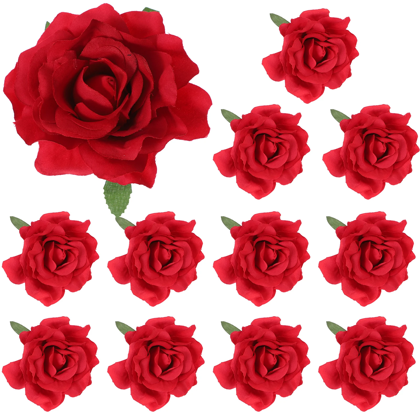 

12pcs Simulated Rose Flower Hair Clips Large Red Comfortable Grip Floral Accessories for Women Girls Wedding Party