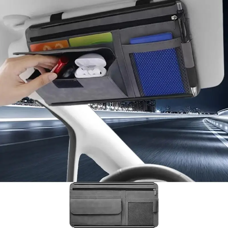 Car Visor Organizer Auto Interior Accessories Storage Multi-Pocket Card Holder Car Truck SUV Storage Pouch Holder Car Visor