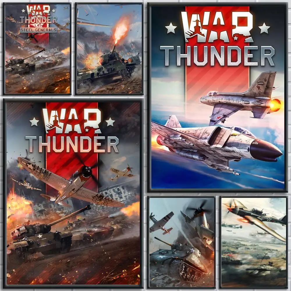Classic Game W-War T-Thunder Poster Removable Wall Sticker Mural for Living Room – Art Poster Home Decoration Decal