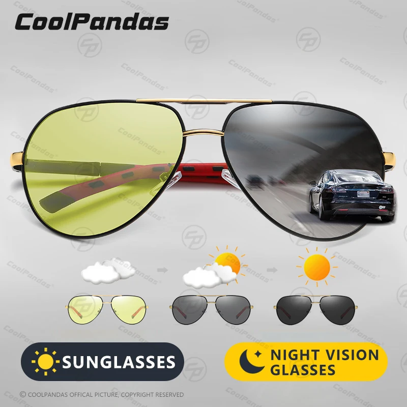 CoolPandas موضة ذكي الطيران النظارات الشمسية المستقطبة اللونية رجل يوم للرؤية الليلية نظارات للقيادة امرأة gafas دي so