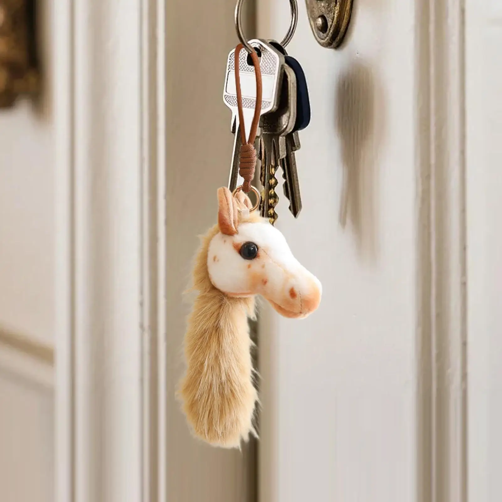Horse Keychain Horse Head Key Ring Plush Keychain For Women Men Kids Purse Wallet Backpack Decoration Home School