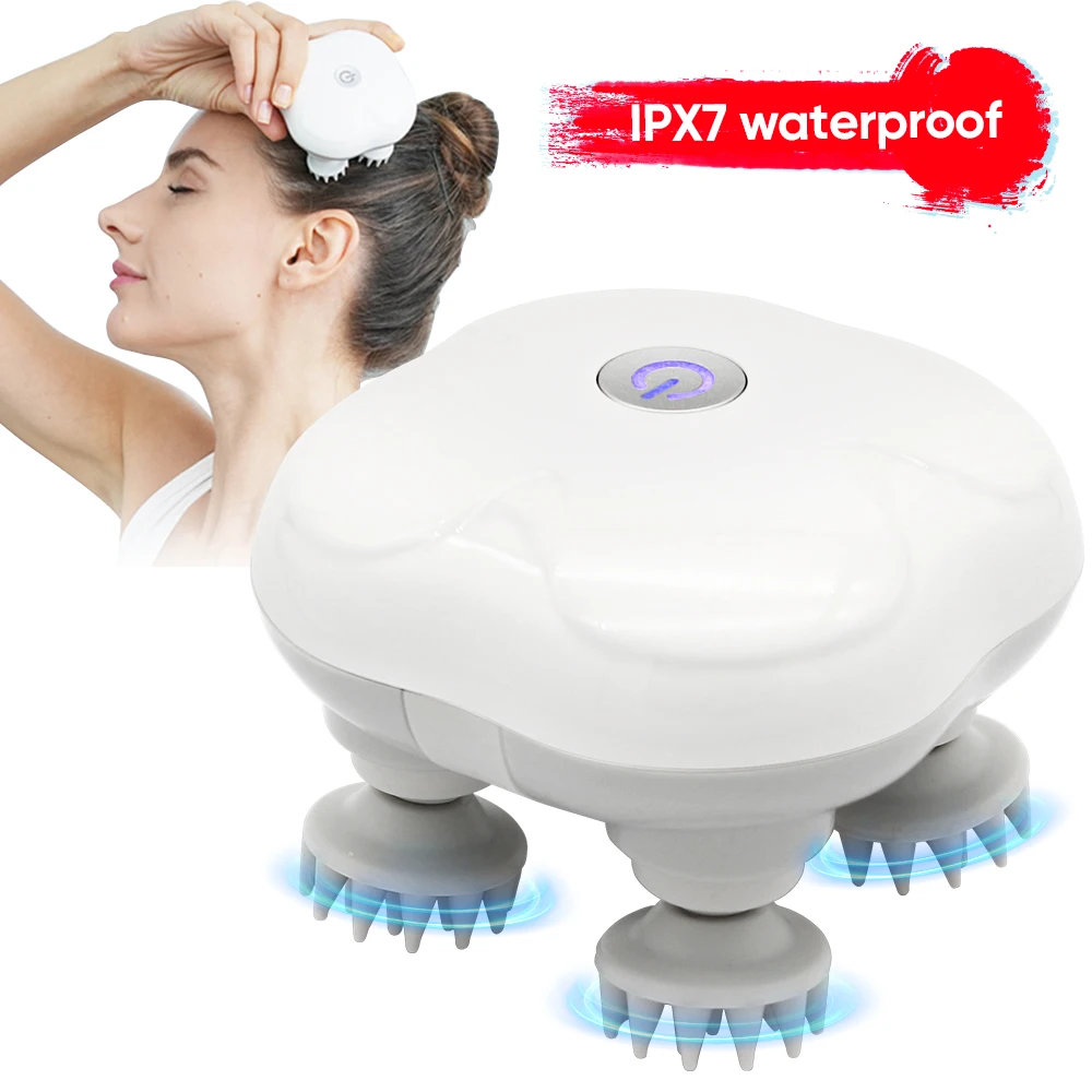 

Electric Rechargeable Handheld Kneading Head Scalp Massager Waterproof Hair Clean Massage Tool Head Relaxing Scratcher Machine