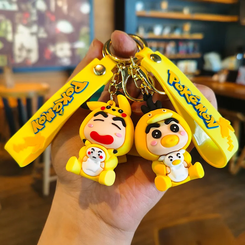 

Crayon Shinchan Dress-up Pikachu Keychain Pikachu Cartoon Cute Anime Keychain Cross-border Claw Machine Y2k Fashion