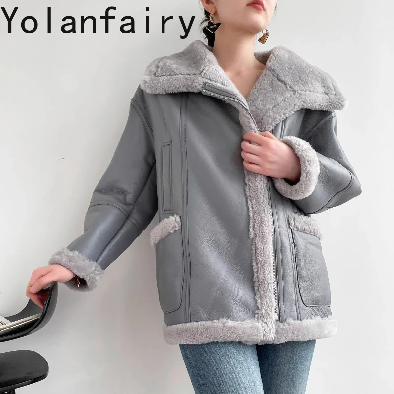 

Natural Merino Sheep Fur Jacket for Women Luxury Real Lamb Fur Coat Female Winter Mid-length Motorcycle Leather Fur Jackets