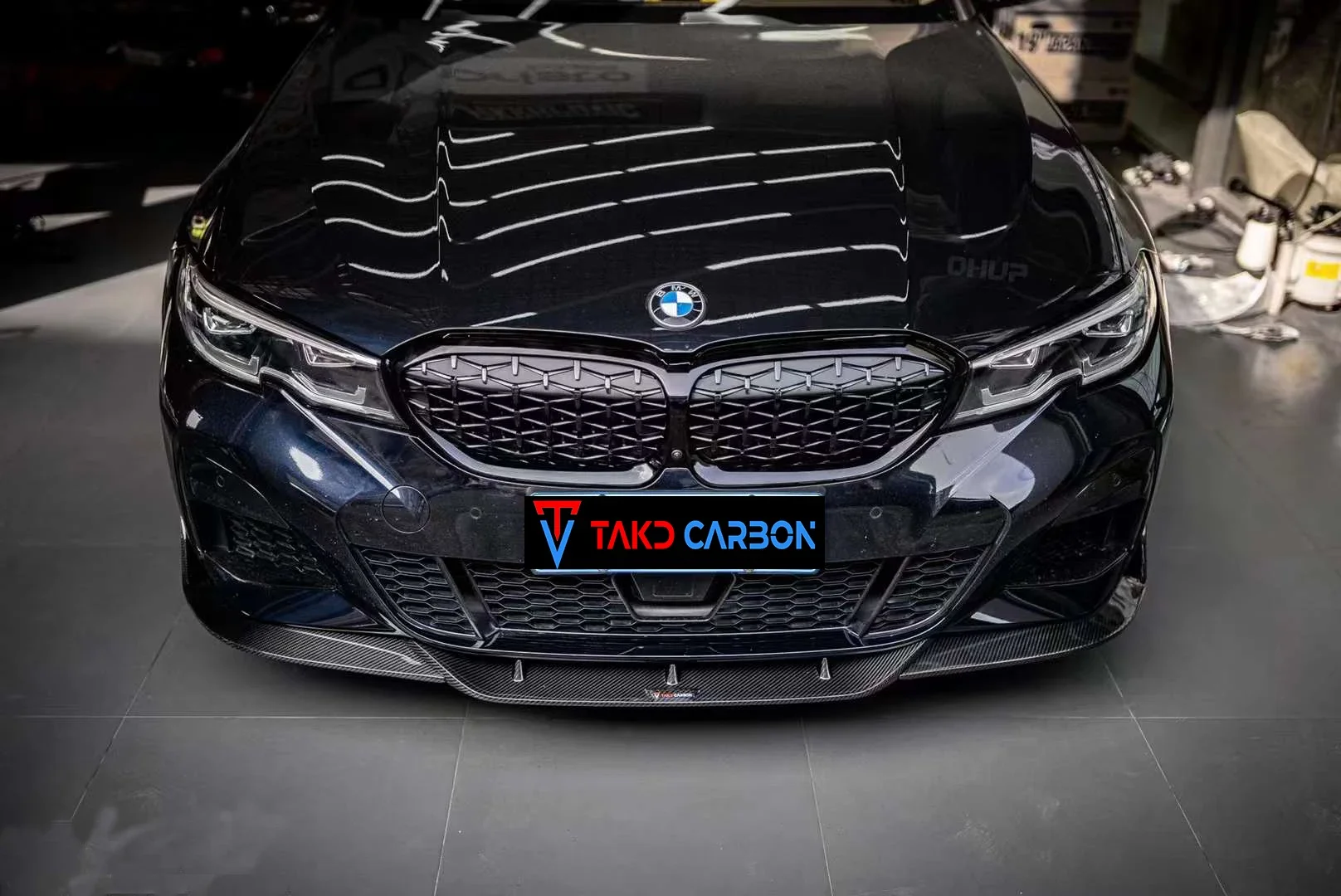 TAKD Carbon universal rear spoilers Real Car Data Development Dry Carbon Fiber Front Bumper Lip For BMW 3 Series G20 G28