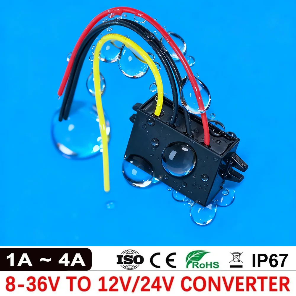

8-36V to 12V 24V 4A 2A 3A 1A Step-down/up Voltage Stabilizer Car Boat Power Supply Buck Boost DC DC Converter