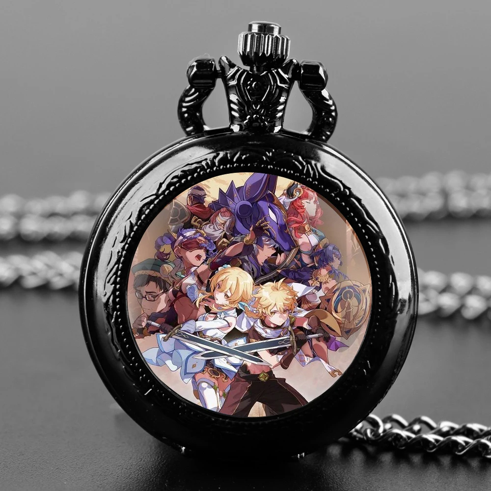 Cartoon Game Vintage Quartz Pocket Chain Watch Necklace Watches For Men Kids Birthday Unique Gifts Mens Pocket Watches