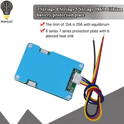 3S 4S 5 strings 18650 lithium battery protection board 6S 7S protection board with balanced cooling fin 15A limit 20A