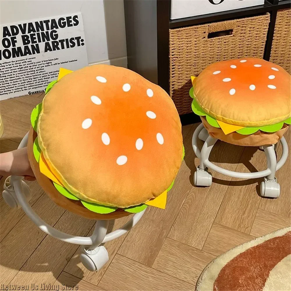ポータブルハンバーガースツール-リビングルームと寝室用のユニバーサルホイール付きステップスツール、楽しい家庭用家具