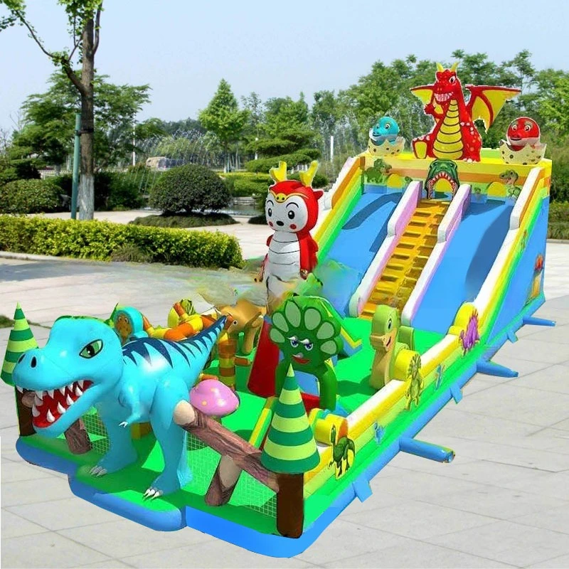Large outdoor amusement equipment inflatable slide park trampoline