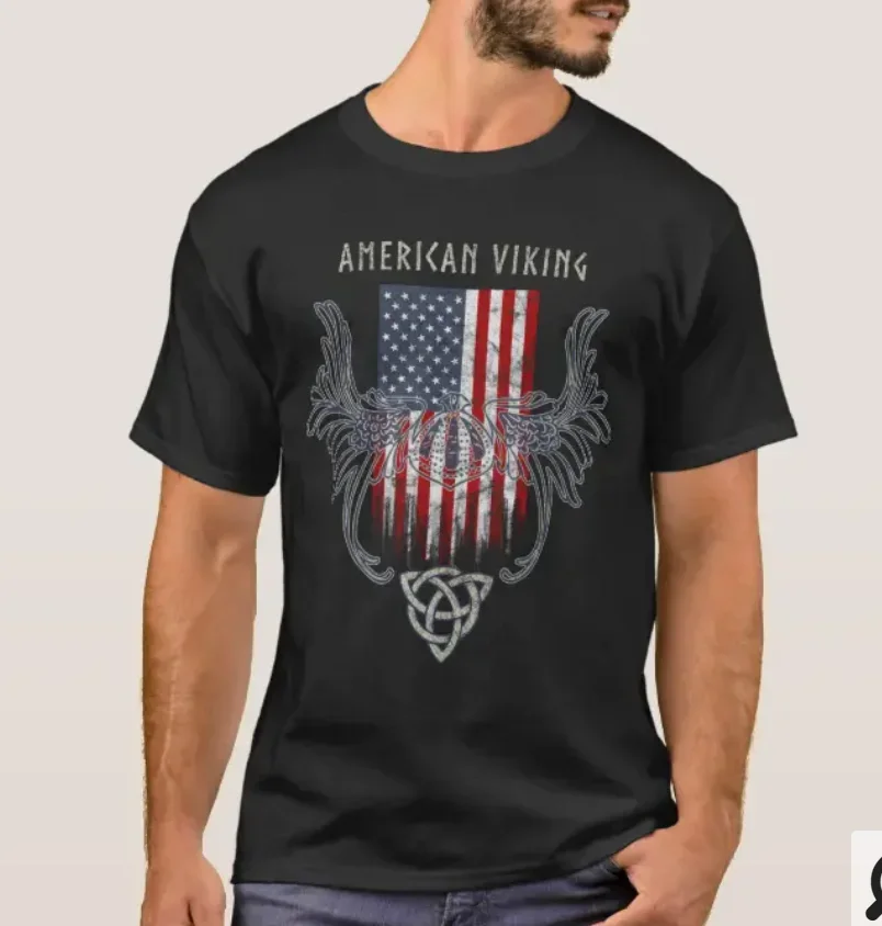 

Кельтский флаг с американским флагом и шлем, футболка Nordic Vikingies, 100% хлопок, повседневная мужская футболка с круглым вырезом и коротким рукавом, размер S-3XL