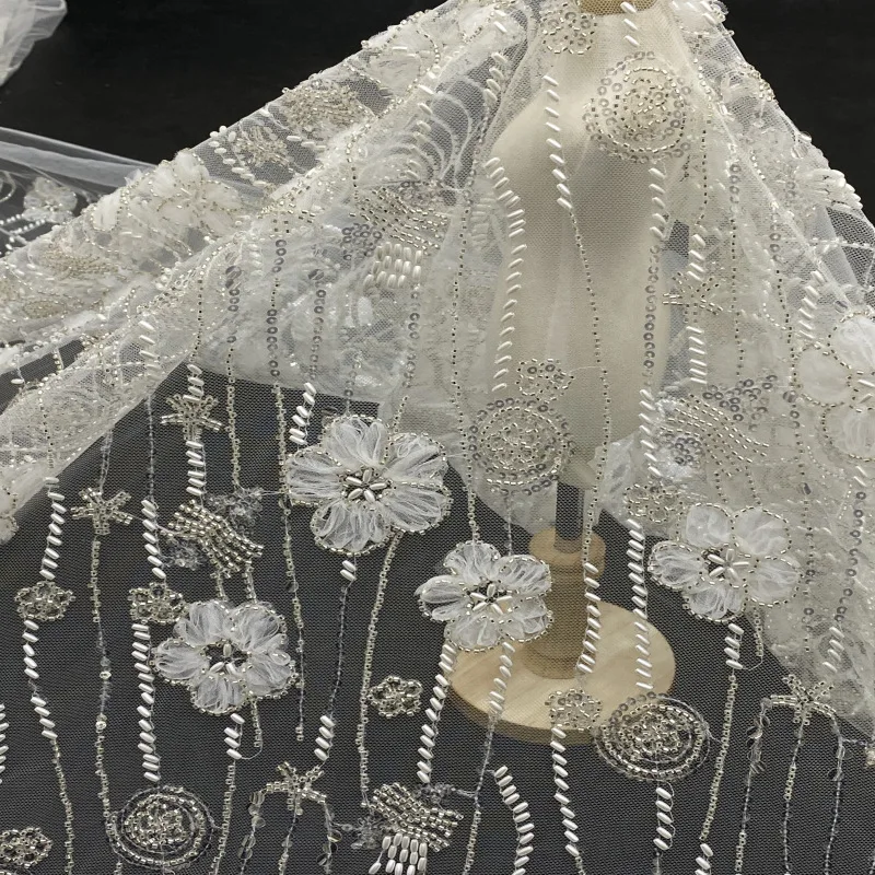 

5 Yard Designer Sewing Plate with Embroidery Beads Bubble Sequined Light Luxury Wedding Dress Women's Fashion Clothing Lining