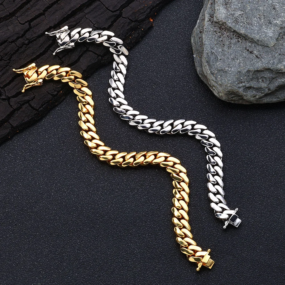 

18K Gold Plated Cuban Chain 10/12/15/22mm Retro Copper Men and Women Trendy Necklace High end Accessories