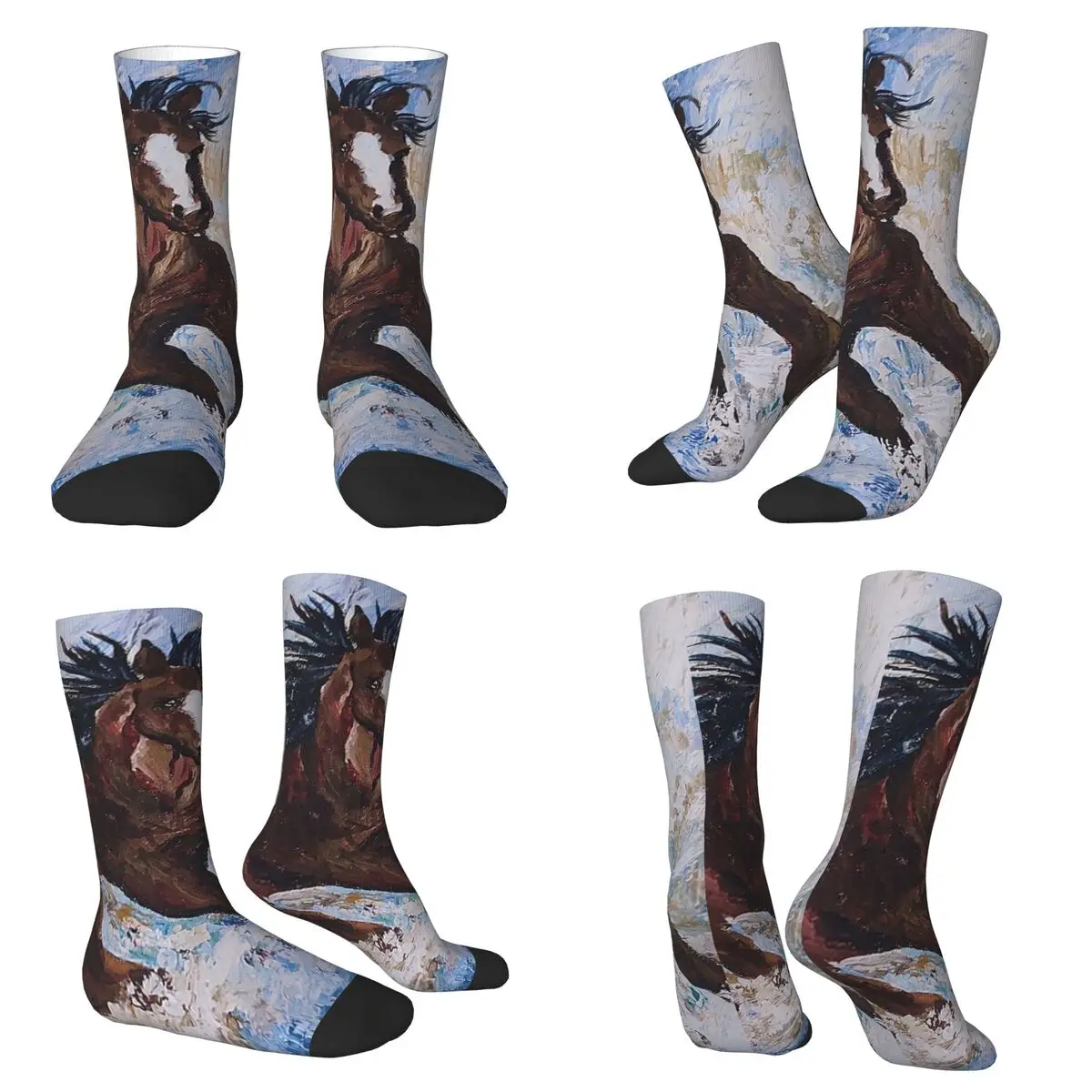 

Цветные носки с рисунком дикой лошади в стиле Харадзюку, супермягкие, всесезонные, длинные носки унисекс, подарки на День святого Валентина