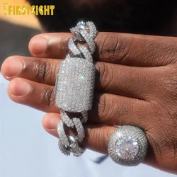 New 19mm Iced Out Prong Miami Cuban China CZ Cubic Zirconia Figaro Chain Men Hip Hop Jewelry