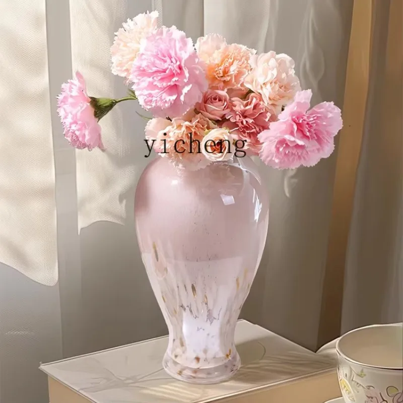 M-b8  High-value Glazed Vase Living Room Desktop Flower Arrangement Glass Flower Ornament