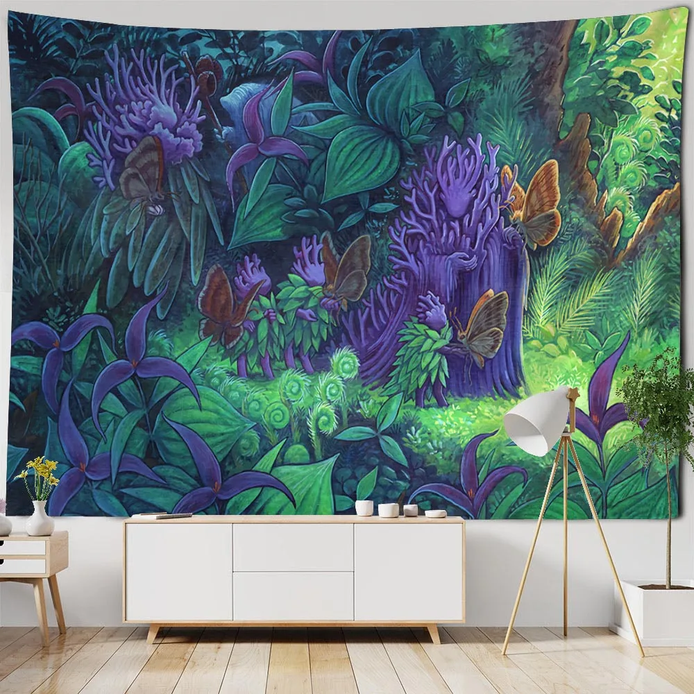 

Psychedelic plant tapestry jungle wall hanging hippie bohemian cute room decoration magic tapestry dreamy art home decoration