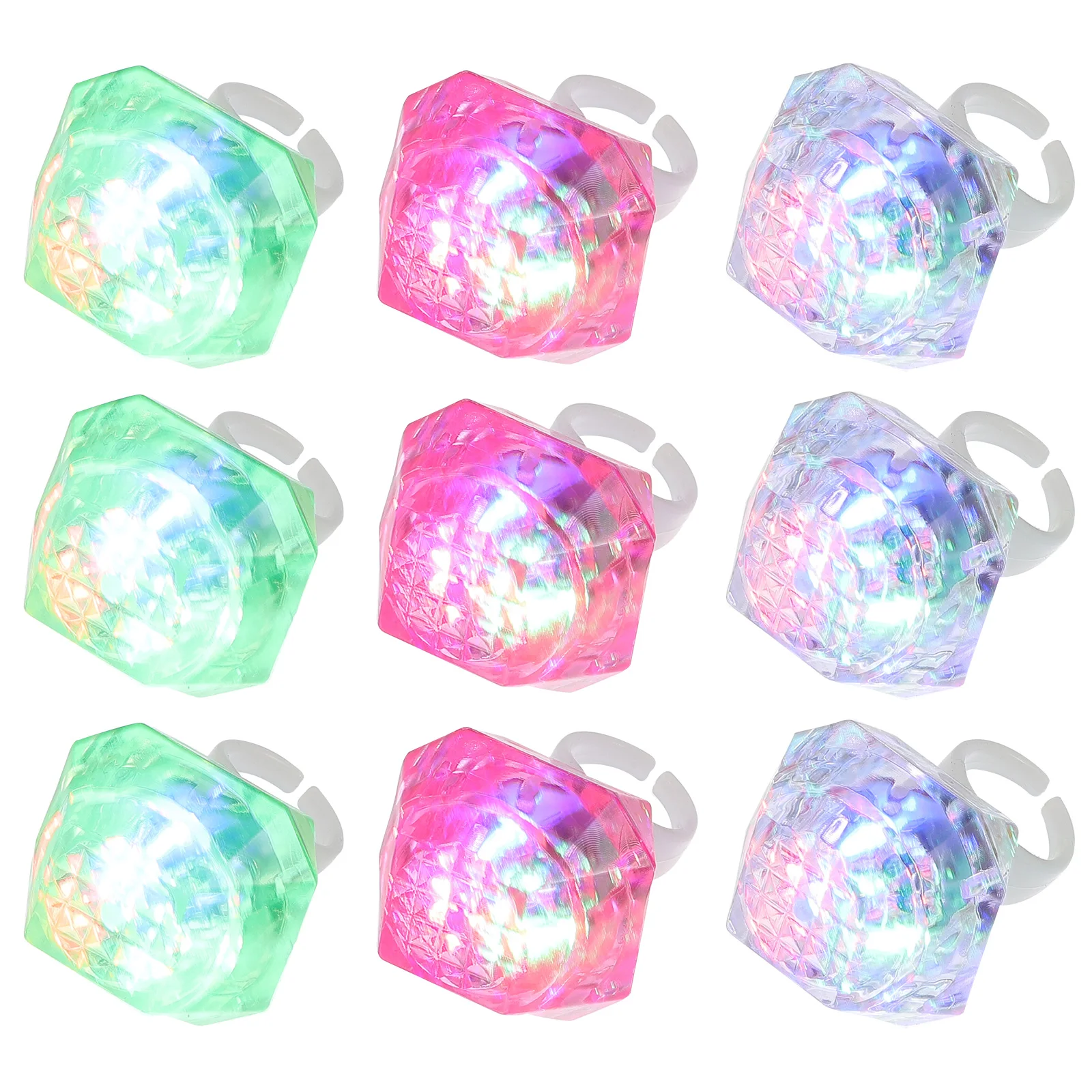 

10 Pcs Glowing Ring Exquisite Workmanship Rings Light Up LED Diamond Flashing