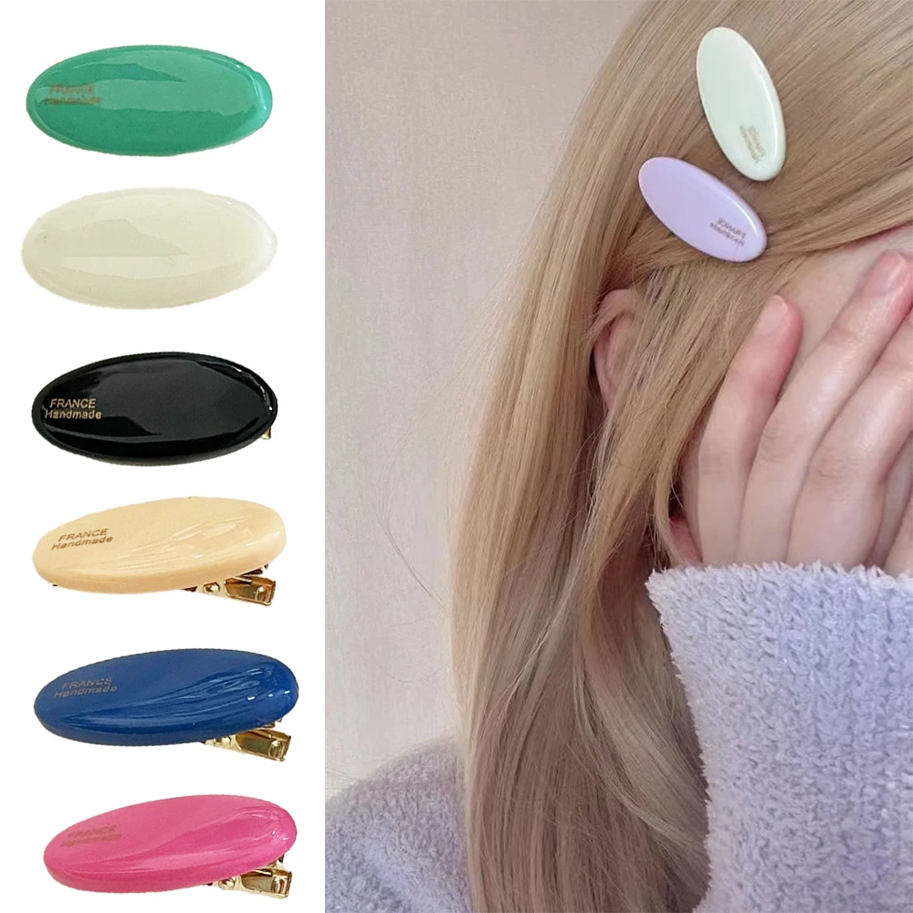 Mini Jelly Color Oval Hairpins Women Colorful Acrylic Duckbill Hair Clips Fashion Headwear For Girls Makeup Hair Styling Clips