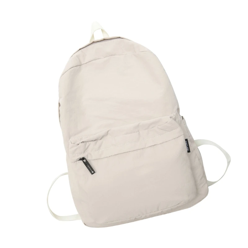 E74B Mochila escolar simples cor sólida para adolescentes Mochila nylon plissada japonesa lavada