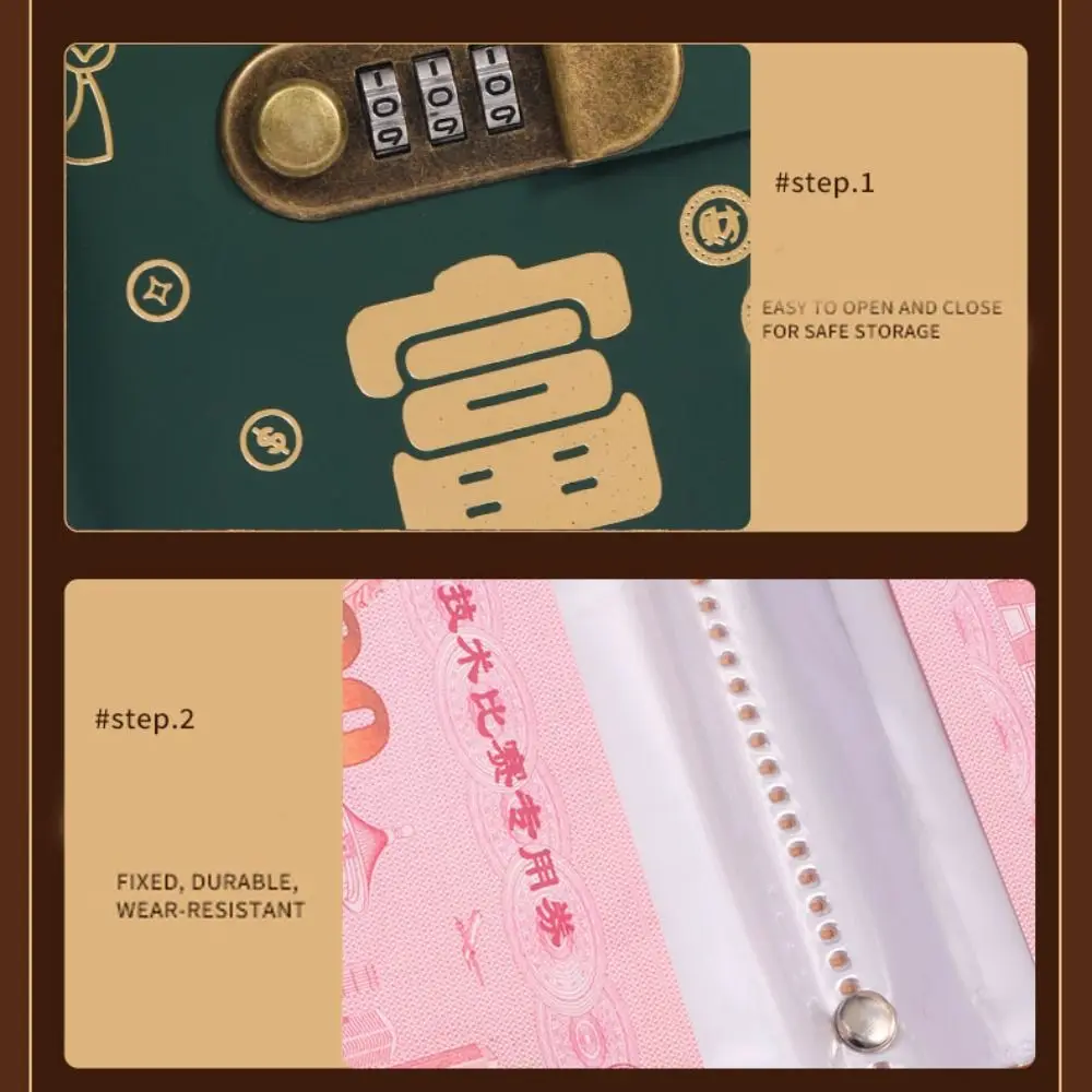 

50Sheets Saving Money Binder PU Leather Refillable Planner Organizer Cash Envelopes Wallet Storage Budget Binder with Lock