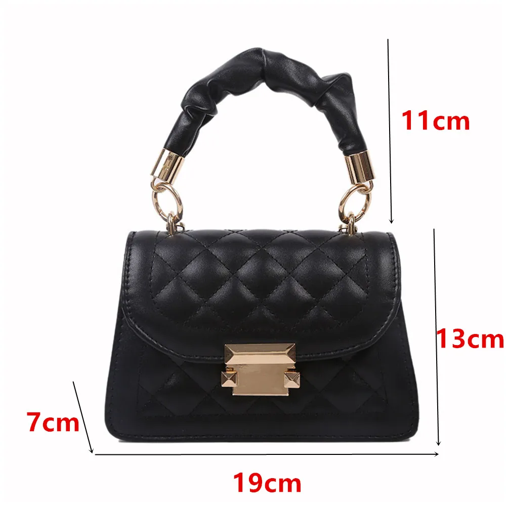 Women\'s PU Leather Shoulder Bags Small Messenger Designer Fashion Chain Rhomboid Crossbody Bag Simple Square Bag High Quality