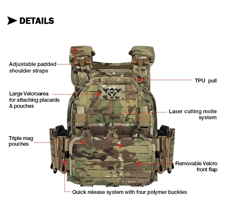 YAKEDA 6094 Plate Carrier Tactical Vest Outdoor Hunting Protective Shoulder Adjustable Vest Airsoft Carrier Combat