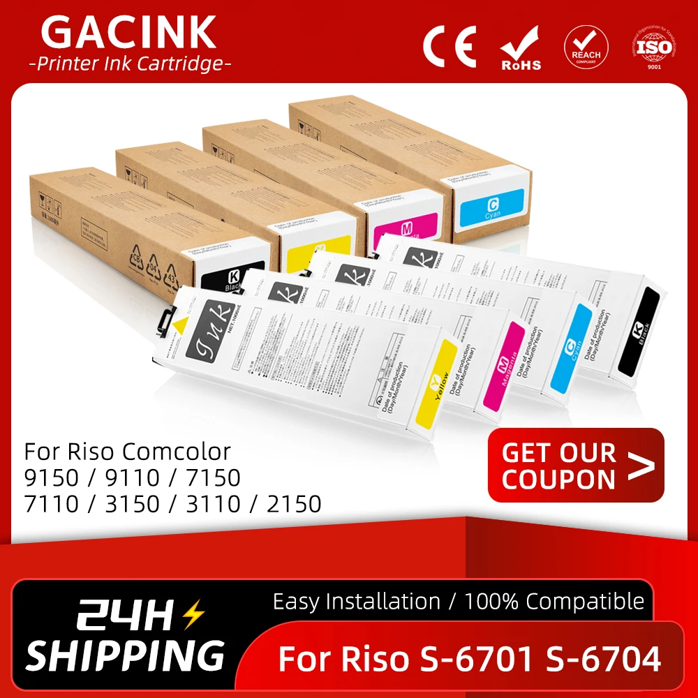 

For Riso ComColor X1 Ink Cartridge S-6701G S-6702G S-6703G S-6704G For 9150/9110/7150/7110/3150/3110/2150 Printer With Chip