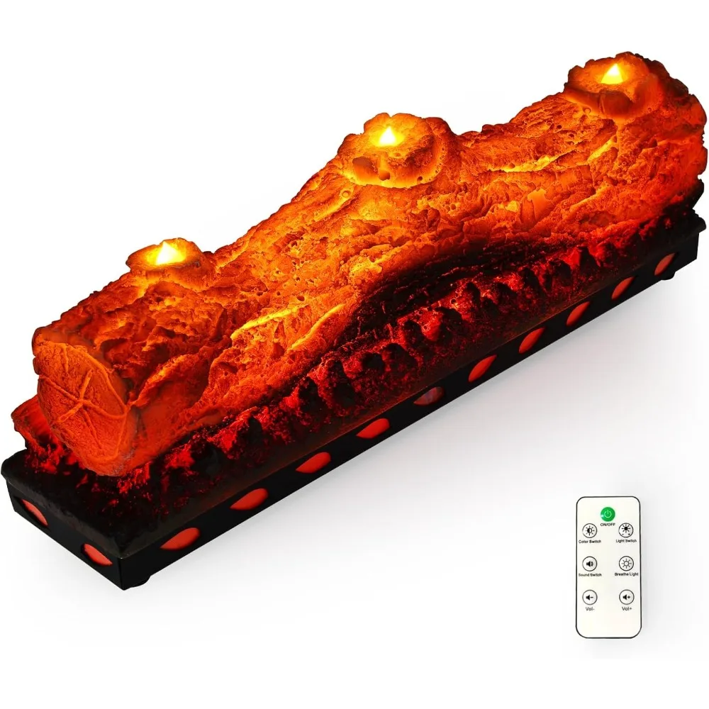 16-Inch USB-Powered Electric Fireplace Insert with Realistic Flame Effect and LED Candle Light