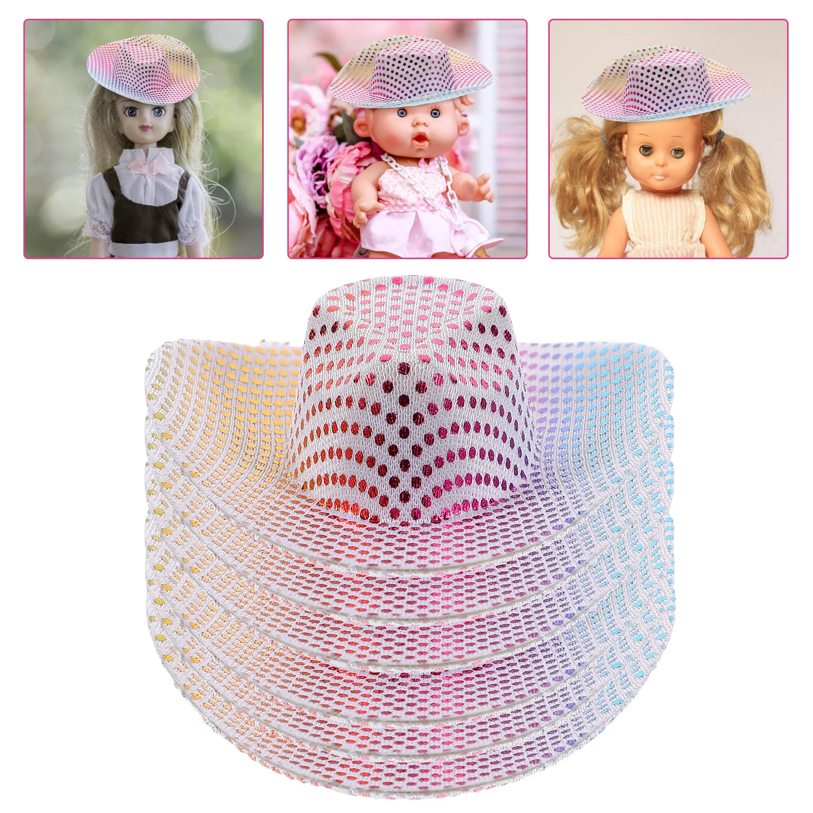 6Pcs Bottle Caps Mini Disco Hats for Drinks Shiny Party Decorations Replaceable Tiny Hat Ornaments for Craft DIY