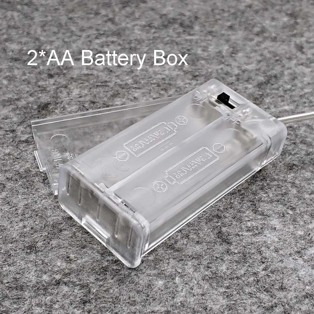 2AA /3AA Transparenter AA-Batteriehalter mit Abdeckung und Schalter & 300mm Kabel, 3V/4,5V 5 # Batterien nicht enthalten – Detail 1