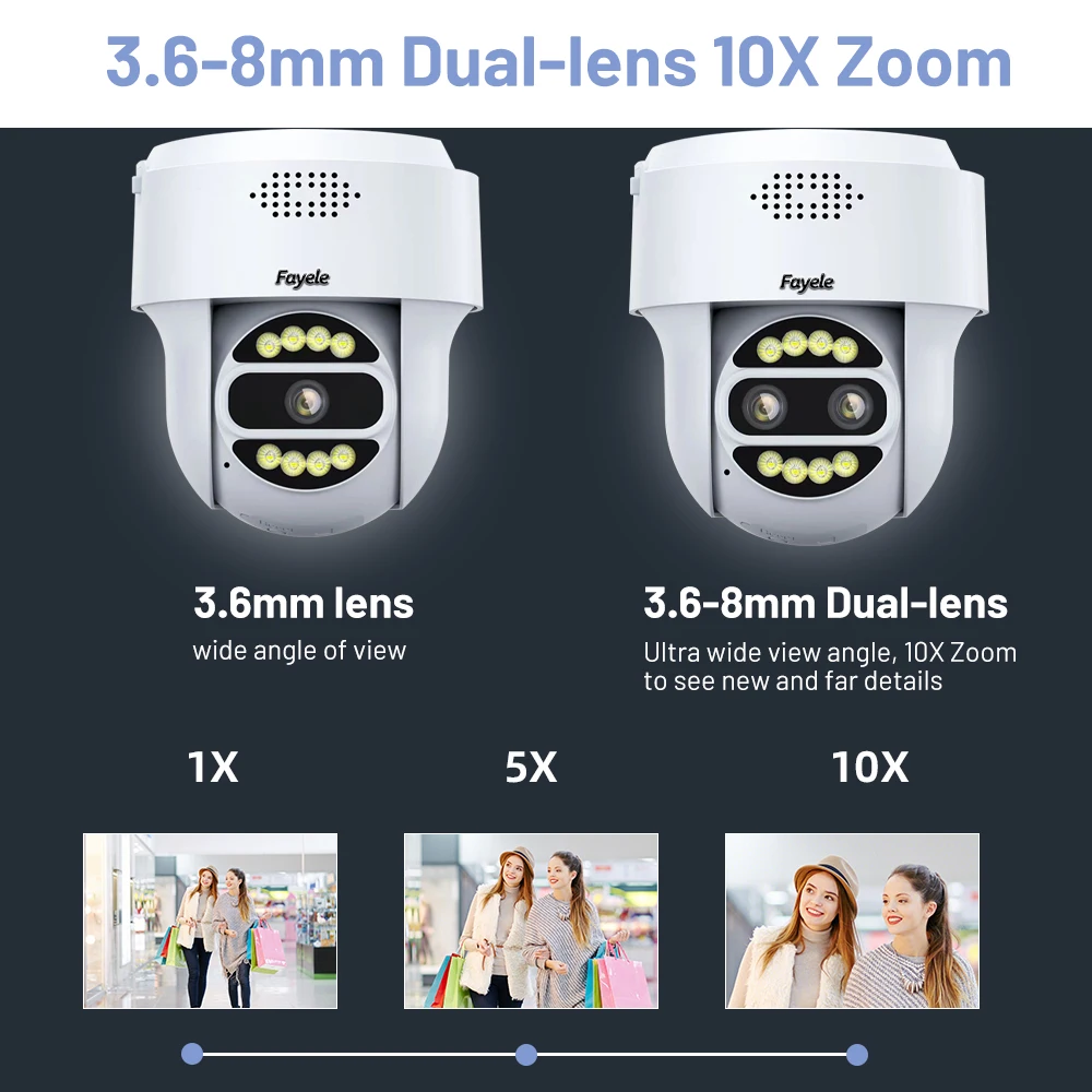 Home Security Wireless Dome PTZ Camera 4MP Auto Tracking 4K 8MP Dual Lens 10X Zoom Color Night Vision WiFi IP Camera Camhipro