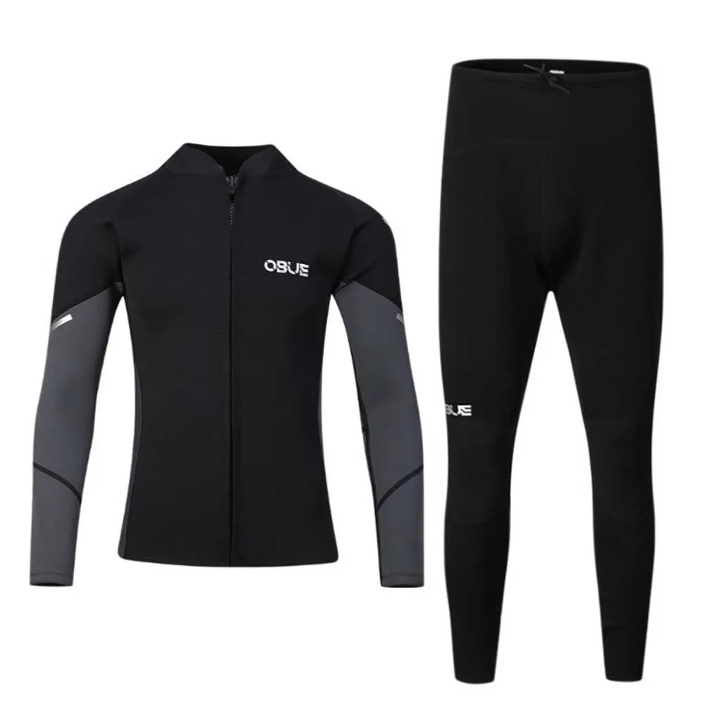 Two-piece Diving suit 2mm Wetsuit Men Long-sleeved Cold-proof And Warm Top and Pants Snorkeling Surfing Swimsuit