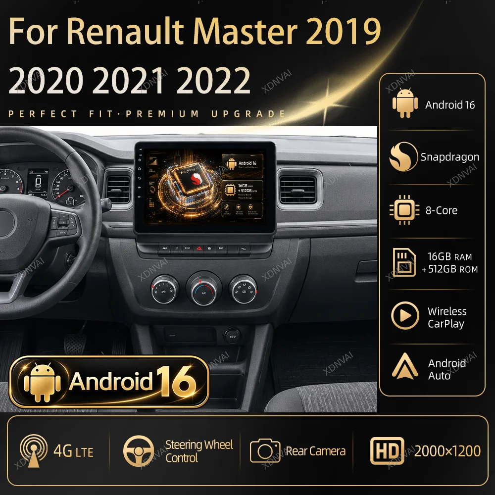 Android 16 Car Radio For Renault Master 2019 2020 2021 2022 Multimedia Video Player Navigation GPS Autoradio 5G WIFI RDS BT